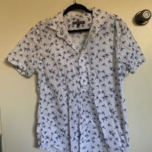 Men’s White Casual Beach Button Down